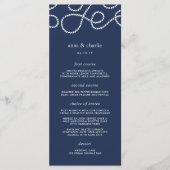 Zeewaardig Wedding Menu Kaart | Marineblauw (Voorkant)