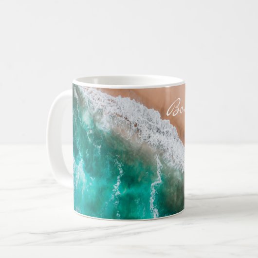 Zeewater op zee en tropische zomer koffiemok (Voorkant links)