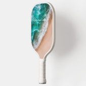 Zeewater op zee en tropische zomer pickleball paddle (Links)