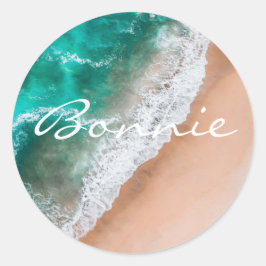 Zeewater op zee en tropische zomer ronde sticker