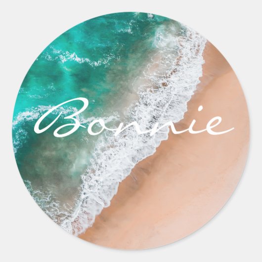 Zeewater op zee en tropische zomer ronde sticker (Voorkant)