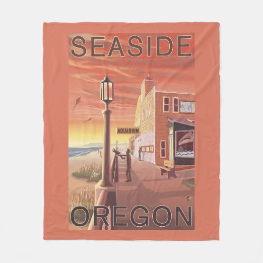 Zeewater, Uitzicht van OregonAquarium Fleece Deken (Voorkant)