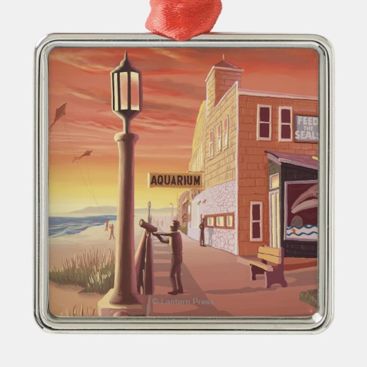 Zeewater, Uitzicht van OregonAquarium Metalen Ornament (Voorkant)