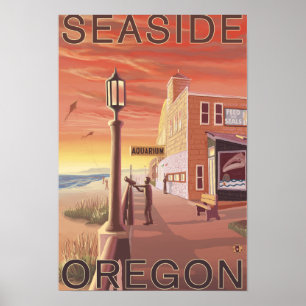 Zeewater, Uitzicht van OregonAquarium Poster