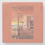 Zeewater, Uitzicht van OregonAquarium Stenen Onderzetter (Voorkant)