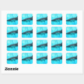 Zeewaterkwaliteit Roze blauwe walvishaai Vierkante Sticker (Vel)
