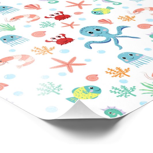 Zeewereld patroon foto afdruk (Hoek)