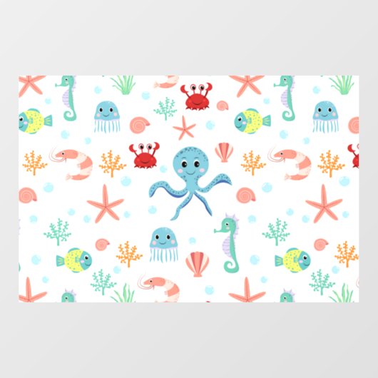 Zeewereld patroon raamsticker (Vel)