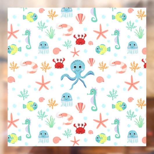 Zeewereld patroon raamsticker (Vel 2)