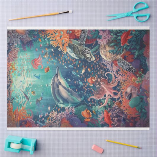 zeewering onder water tissuepapier (Craft)