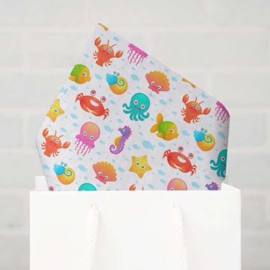 Zeewezens Decoupage Papier, Zeeleven Tissuepapier (Cadeauzakje)