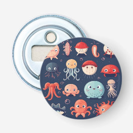 Zeewezens, vissen, flesopener, schattig button flesopener