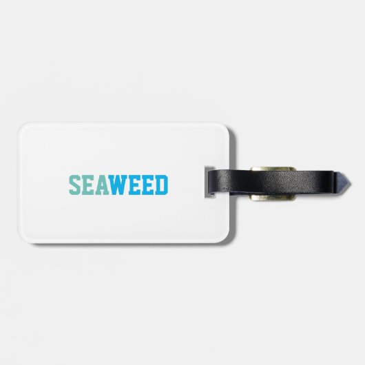Zeewier Bagagelabel met lederriem (Achterkant horizontaal)