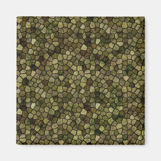 Zeewier en jeneverbes gekasseide patchwork terrazo magneet (Voorkant)