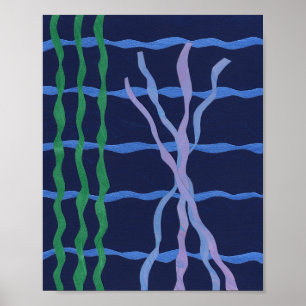 Zeewier en Koraal in Abstracte Oceaan Poster