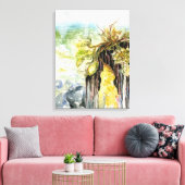 Zeewier en verdwijnend strand onder de regen canvas afdruk (Insitu (Woonkamer))