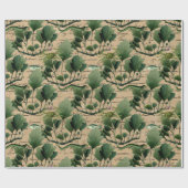 Zeewier en vis op tan cadeaupapier (Vlak)