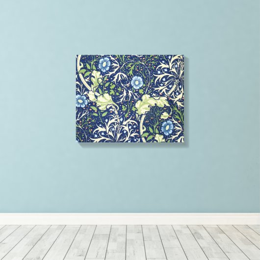 Zeewier (Floral Pattern) (door William Morris) Canvas Afdruk (Insitu (Houten vloer))