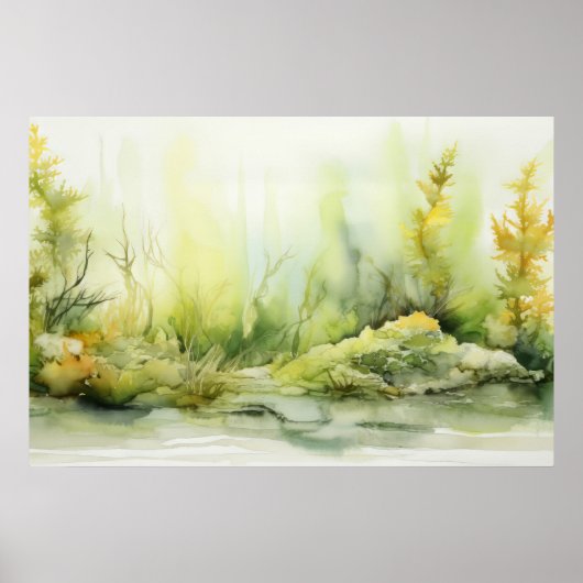 Zeewier Kelp Garden Waterverf Print (Voorkant)
