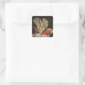 Zeewier, lithophyten en zeeshells vierkante sticker (Tas)