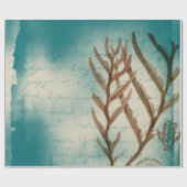 zeewier op Blauwgroen Cadeaupapier (Vlak)