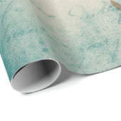 zeewier op Blauwgroen Cadeaupapier (Rol Hoek)