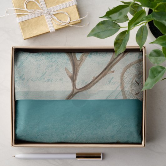 zeewier op Blauwgroen ontkoppeling Tissuepapier (Geschenk)