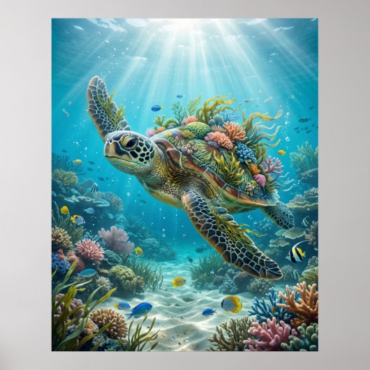 Zeewier Schildpad Oceaan Rust Poster (Voorkant)