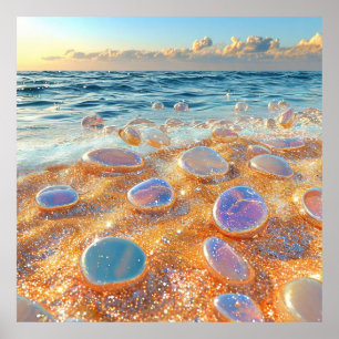 Zeezand en kiezelstenen poster