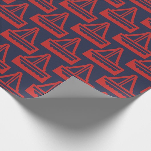Zeezeilpapier en zeezeilboot cadeaupapier (Hoek)