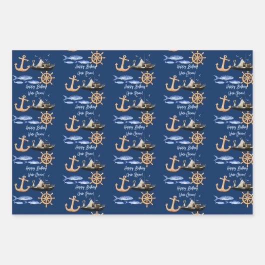 zeezeilthema man grootpa, pap inpakpapier vel (Voorkant 3)