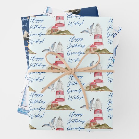 zeezeilthema man grootpa, pap inpakpapier vel (In situ)