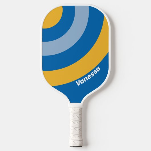 Zeezicht Cirkel Streep met Naam Pickleball Paddle (Voorkant)