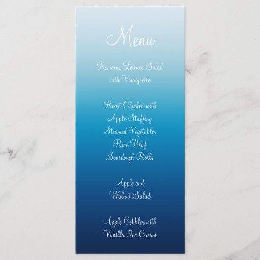 Zeezicht Lucht en Oceaan Blauwe Gradiënt Menu (Voorkant)