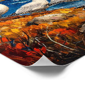 Zeezicht met meeuwen poster (Hoek)