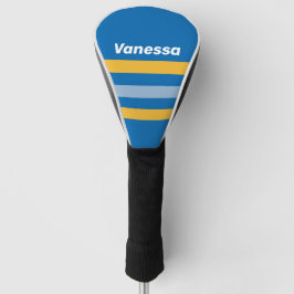 Zeezicht met strepen en naam golfheadcover