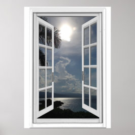 Zeezicht Trompe l'oeil Nepraam Poster