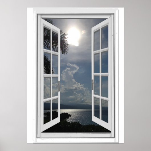 Zeezicht Trompe l'oeil Nepraam Poster (Voorkant)