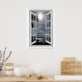 Zeezicht Trompe l'oeil Nepraam Poster (Keuken)