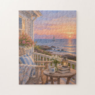 Zeezicht Veranda Zonsondergang Sereniteit Legpuzzel