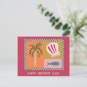 Zeezijde HAPPY BIRTHDAY Modern Mooi Aangepaste Naa Briefkaart (Staand voorkant)