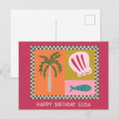 Zeezijde HAPPY BIRTHDAY Modern Mooi Aangepaste Naa Briefkaart (Voorkant / Achterkant)