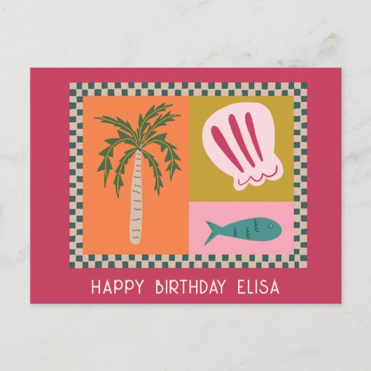 Zeezijde HAPPY BIRTHDAY Modern Mooi Aangepaste Naa Briefkaart (Voorkant)