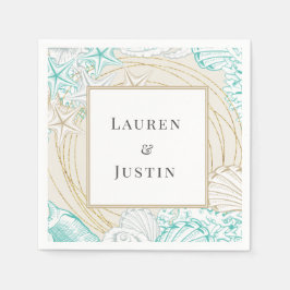 zeezijde kust turquoise Monogram Papieren Servet