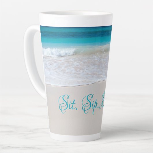 Zeezijde Strand Spreuk Hoge Latte Mok (Linkerhoek)