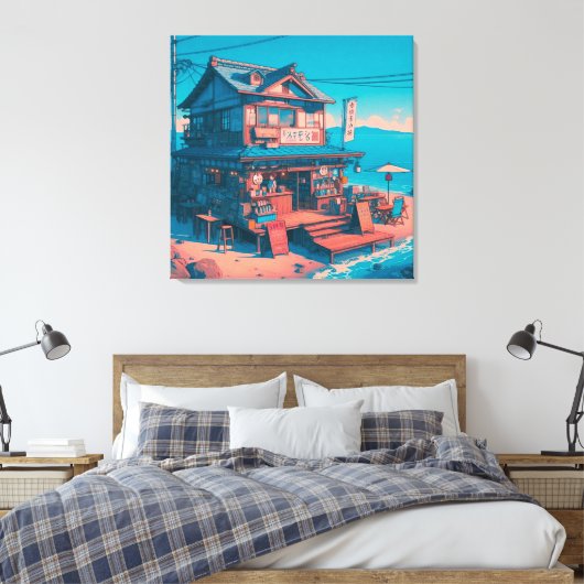 Zeezijdige Lofi Dromen Canvas Afdruk (Insitu (Slaapkamer))