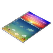 Zeezonsopgang, zwemschildpadden en schelpen van ze notitieboek (Linkerzijde)