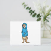 Zeezwal met hoodie briefkaart (Staand voorkant)
