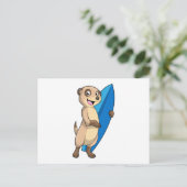 Zeezwaluw als surfer met surfplank briefkaart (Staand voorkant)