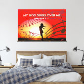 Zefanja 3:17 | MIJN GOD ZINGT OVER MIJ | CHRISTELI Canvas Afdruk (Insitu (Slaapkamer))